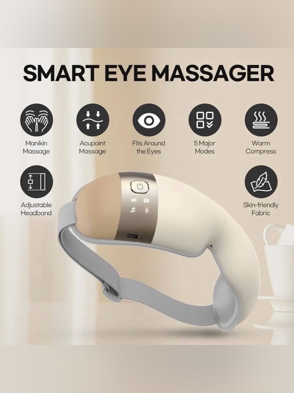 Smart Eye Massager with Heat, Air Compression & Bluetooth Music | New in Box